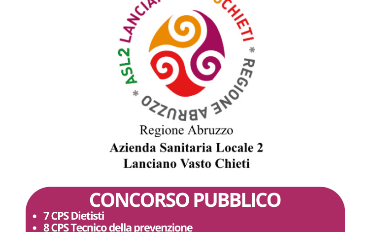 Concorsi pubblici aggregati per la copertura di venti posti di vari profili - ASL LANCIANO - VASTO - CHIETI