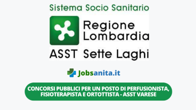 Concorsi pubblici per la copertura di un posto di perfusionista, fisioterapista e ortottista - ASST VARESE