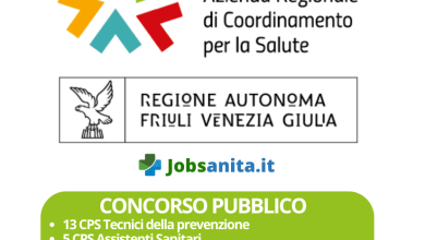 Concorso pubblico di vari profili professionali per le aziende del SSR del Friuli Venezia Giulia
