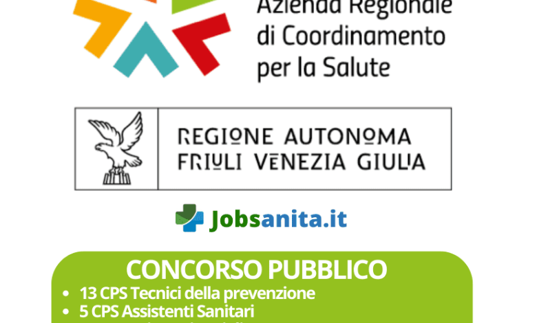 Concorso pubblico di vari profili professionali per le aziende del SSR del Friuli Venezia Giulia