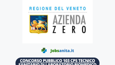 Indizione concorso pubblico 103 CPS Tecnico Sanitario di Laboratorio Biomedico