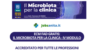 EMC FAD GRATIS IL MICROBIOTA PER LA CLINICA - IV MODULO - Accreditato per tutte le professioni