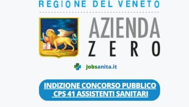Indizione concorso pubblico CPS 41 ASSISTENTI SANITARI