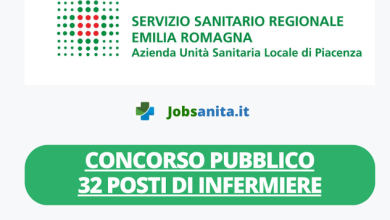 Concorso pubblico 32 posti di infermiere - ausl piacenza